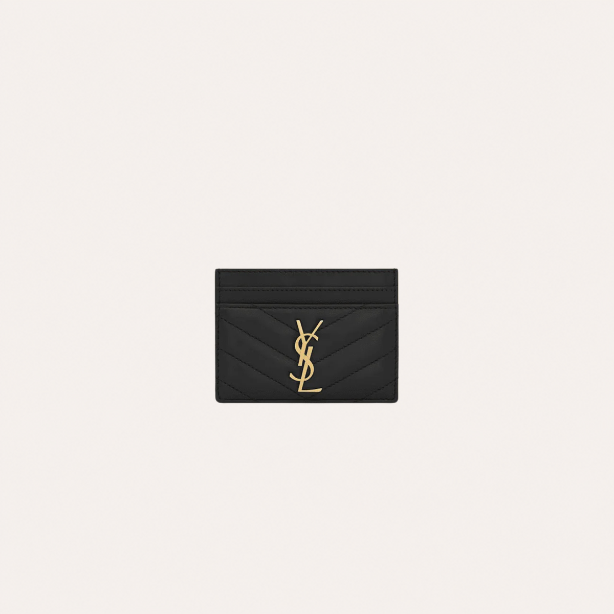 Saint Laurent Cassandre quilted card case in lambskin