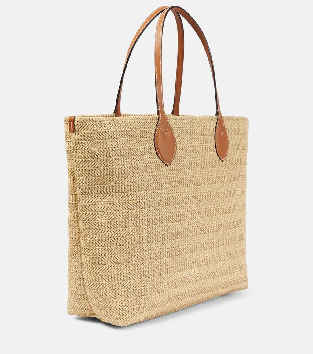 Gucci Medium logo raffia-effect tote bag