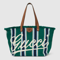 GUCCI EMBROIDERED MEDIUM CANVAS TOTE BAG